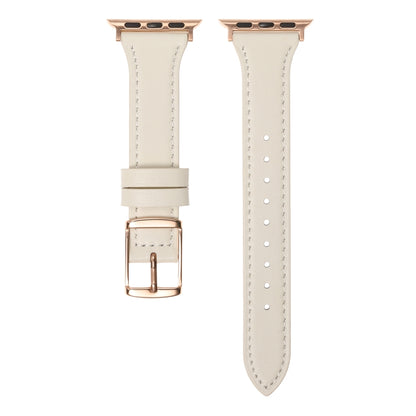 Genuine Leather Breathable Watch Band For Apple Watch Series 9&8&7 41mm / SE 3&SE 2&6&SE&5&4 40mm / 3&2&1 38mm(White) by bashfashion