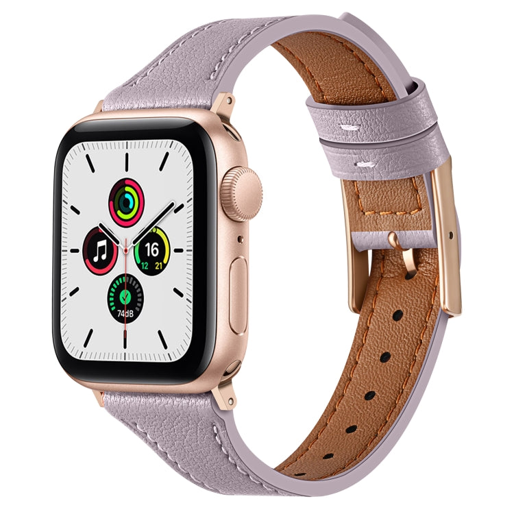 Genuine Leather Breathable Watch Band For Apple Watch Series 9&8&7 41mm / SE 3&SE 2&6&SE&5&4 40mm / 3&2&1 38mm(Purple) by bashfashion