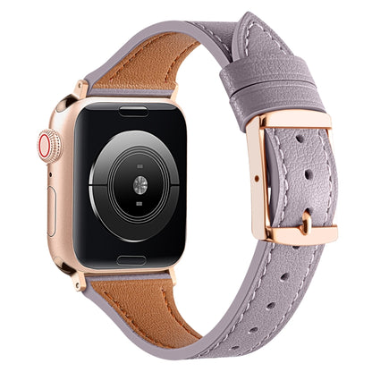 Genuine Leather Breathable Watch Band For Apple Watch Series 9&8&7 41mm / SE 3&SE 2&6&SE&5&4 40mm / 3&2&1 38mm(Purple) by bashfashion