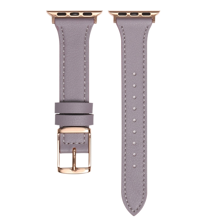 Genuine Leather Breathable Watch Band For Apple Watch Series 9&8&7 41mm / SE 3&SE 2&6&SE&5&4 40mm / 3&2&1 38mm(Purple) by bashfashion