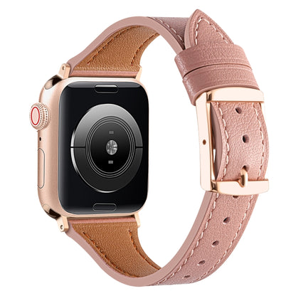 Genuine Leather Breathable Watch Band For Apple Watch Series 9&8&7 41mm / SE 3&SE 2&6&SE&5&4 40mm / 3&2&1 38mm(Dark Pink) by bashfashion