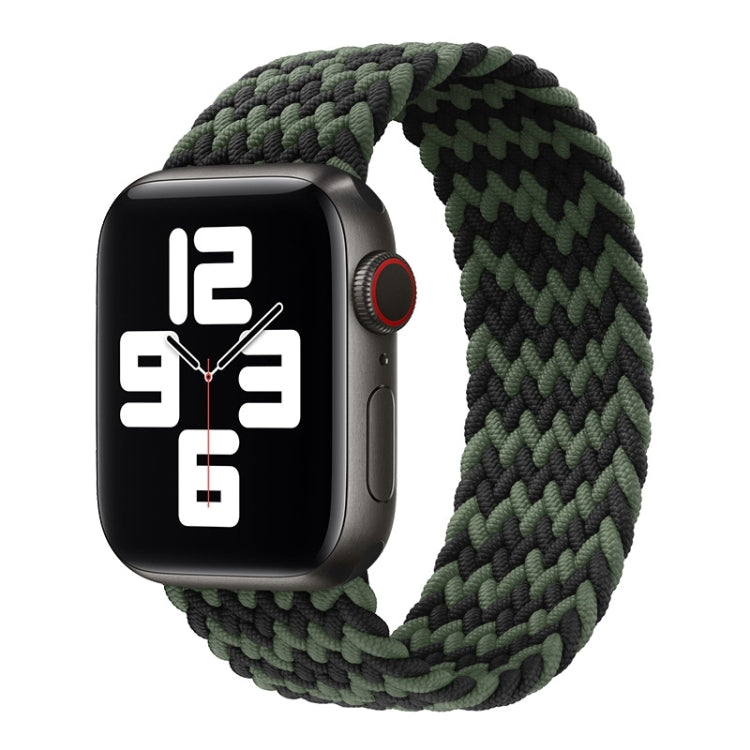 Nylon Single-turn Braided Watch Band For Apple Watch Ultra 49mm&Watch Ultra 2 49mm / Series 9&8&7 45mm / SE 3&SE 2&6&SE&5&4 44mm / 3&2&1 42mm, Length:135mm(W Black Green) by bashfashion