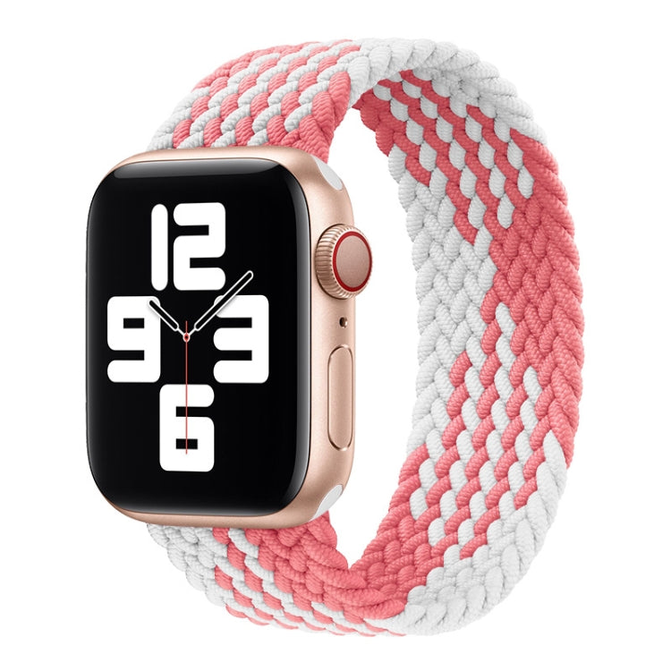 Nylon Single-turn Braided Watch Band For Apple Watch Ultra 49mm&Watch Ultra 2 49mm / Series 9&8&7 45mm / SE 3&SE 2&6&SE&5&4 44mm / 3&2&1 42mm, Length:135mm(Z Pink White) by bashfashion