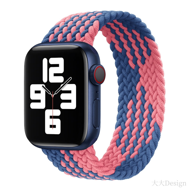 Nylon Single-turn Braided Watch Band For Apple Watch Ultra 49mm&Watch Ultra 2 49mm / Series 9&8&7 45mm / SE 3&SE 2&6&SE&5&4 44mm / 3&2&1 42mm, Length:135mm(Z Blue Pink) by bashfashion