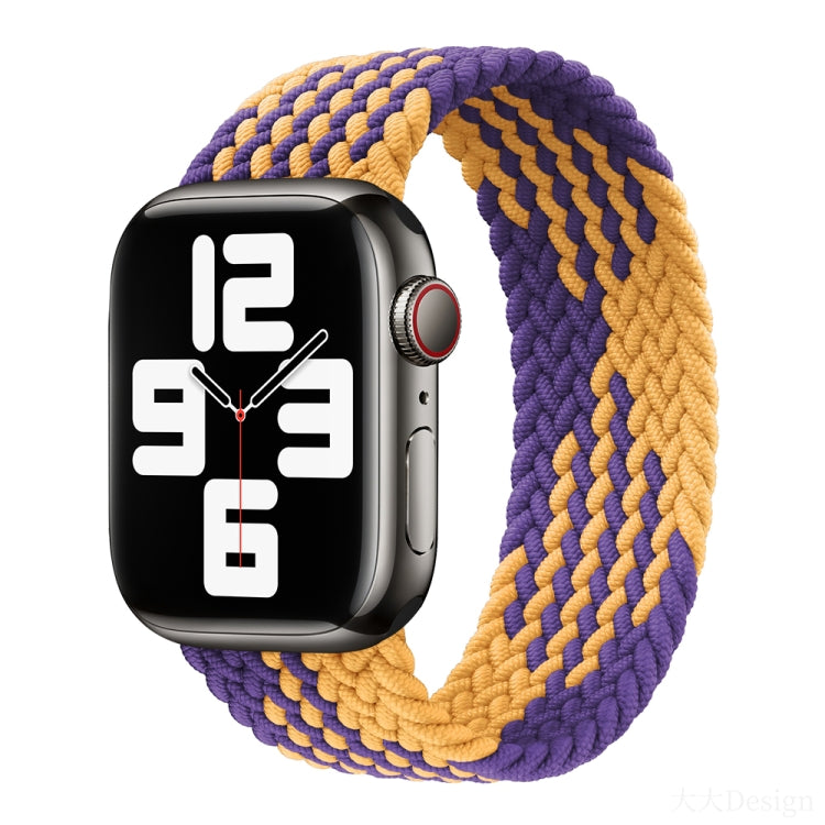 Nylon Single-turn Braided Watch Band For Apple Watch Ultra 49mm / Series 8&7 45mm / SE 2&6&SE&5&4 44mm / 3&2&1 42mm, Length:135mm(Purple+Orange) by bashfashion