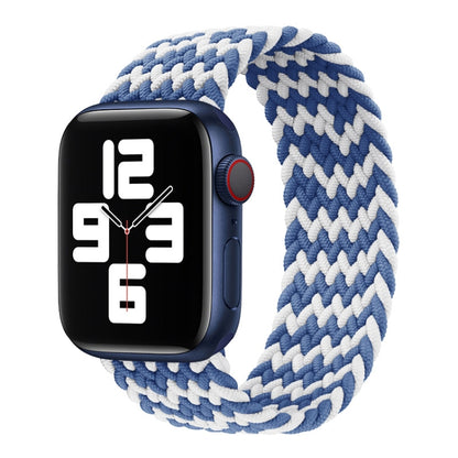 Nylon Single-turn Braided Watch Band For Apple Watch Ultra 49mm&Watch Ultra 2 49mm / Series 9&8&7 45mm / SE 3&SE 2&6&SE&5&4 44mm / 3&2&1 42mm, Length:145mm (Blue to white) by bashfashion