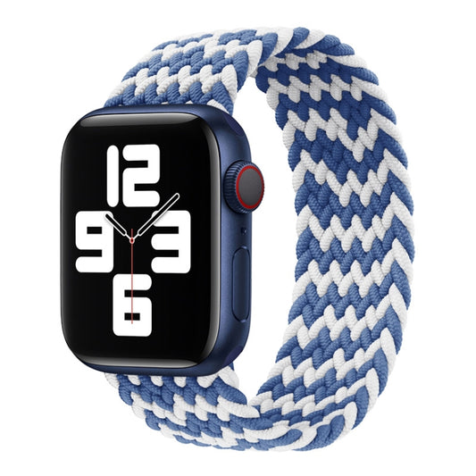 Nylon Single-turn Braided Watch Band For Apple Watch Ultra 49mm&Watch Ultra 2 49mm / Series 9&8&7 45mm / SE 3&SE 2&6&SE&5&4 44mm / 3&2&1 42mm, Length:145mm (Blue to white) by bashfashion
