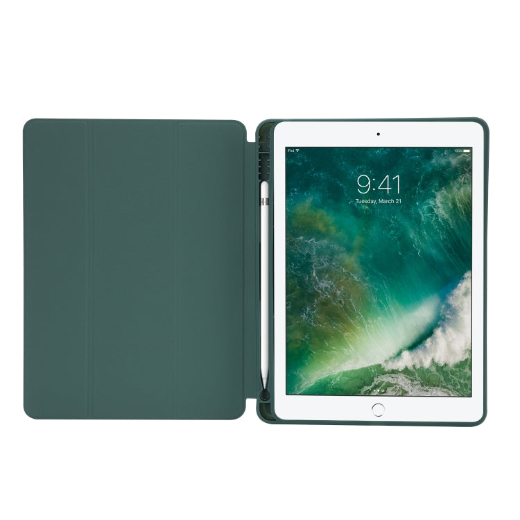 Skin Feel Pen Holder Tri-fold Tablet Leather Case For iPad 10.2 2019 / iPad 10.2 2020 / iPad Air 3 / iPad Pro 10.5(Light Blue) by bashfashion
