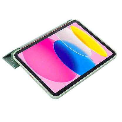 For iPad 2025 / 2022 Tri-fold Holder Tablet Leather Case(Matcha Green) by bashfashion