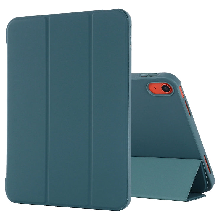 For iPad 2025 / 2022 Tri-fold Holder Tablet Leather Case(Dark Green) by bashfashion