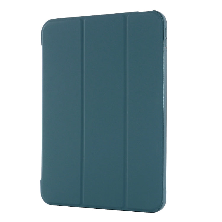 For iPad 2025 / 2022 Tri-fold Holder Tablet Leather Case(Dark Green) by bashfashion