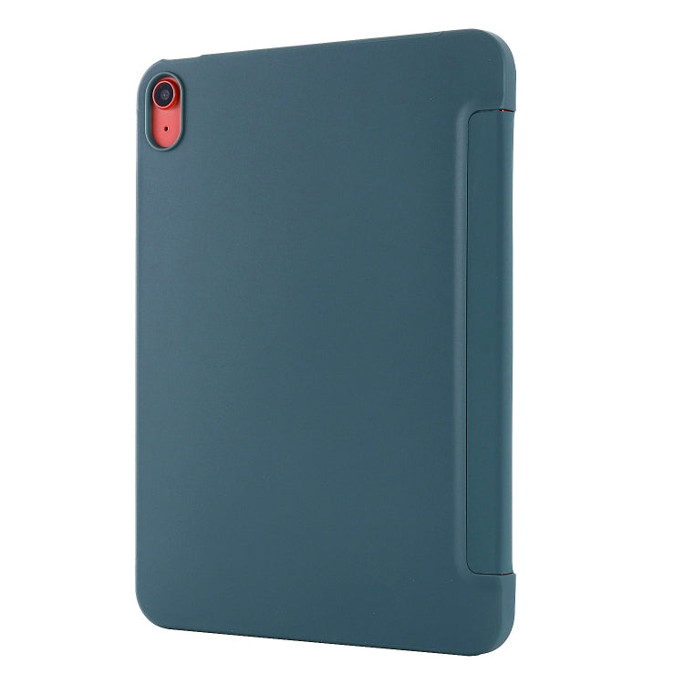 For iPad 2025 / 2022 Tri-fold Holder Tablet Leather Case(Dark Green) by bashfashion