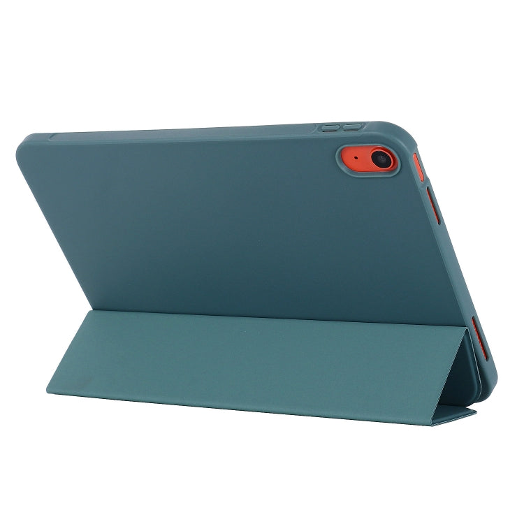 For iPad 2025 / 2022 Tri-fold Holder Tablet Leather Case(Dark Green) by bashfashion