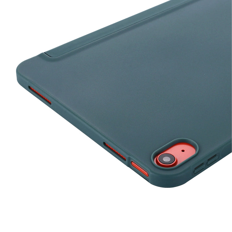 For iPad 2025 / 2022 Tri-fold Holder Tablet Leather Case(Dark Green) by bashfashion