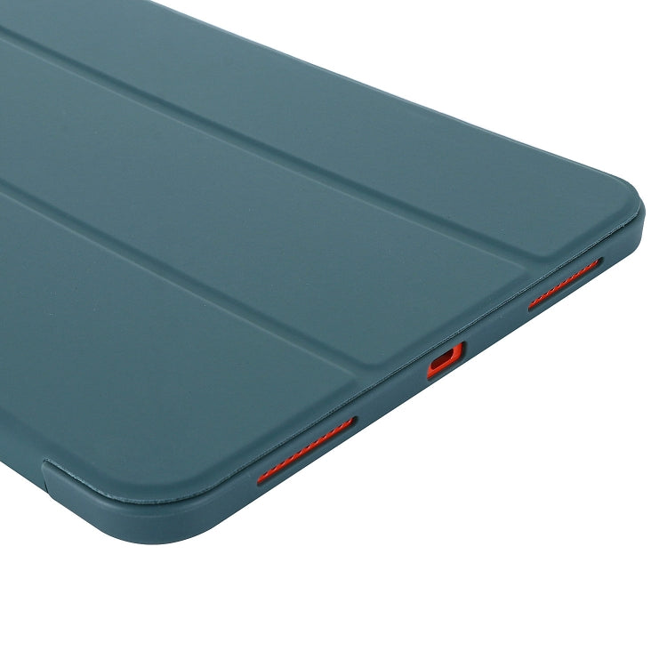 For iPad 2025 / 2022 Tri-fold Holder Tablet Leather Case(Dark Green) by bashfashion