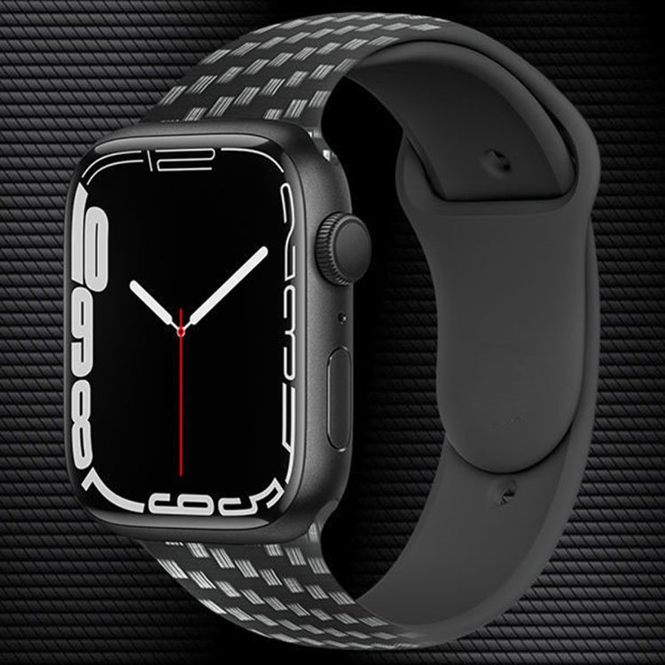 Carbon Fiber Silicone Strap For Apple Watch Ultra 49mm&Watch Ultra 2 49mm / Series 9&8&7 45mm / SE 3&SE 2&6&SE&5&4 44mm / 3&2&1 42mm by bashfashion