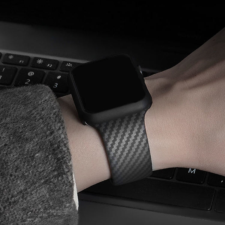 Carbon Fiber Silicone Strap For Apple Watch Ultra 49mm&Watch Ultra 2 49mm / Series 9&8&7 45mm / SE 3&SE 2&6&SE&5&4 44mm / 3&2&1 42mm by bashfashion
