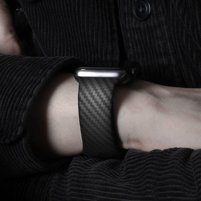 Carbon Fiber Silicone Strap For Apple Watch Series 9&8&7 41mm / SE 3&SE 2&6&SE&5&4 40mm / 3&2&1 38mm by bashfashion