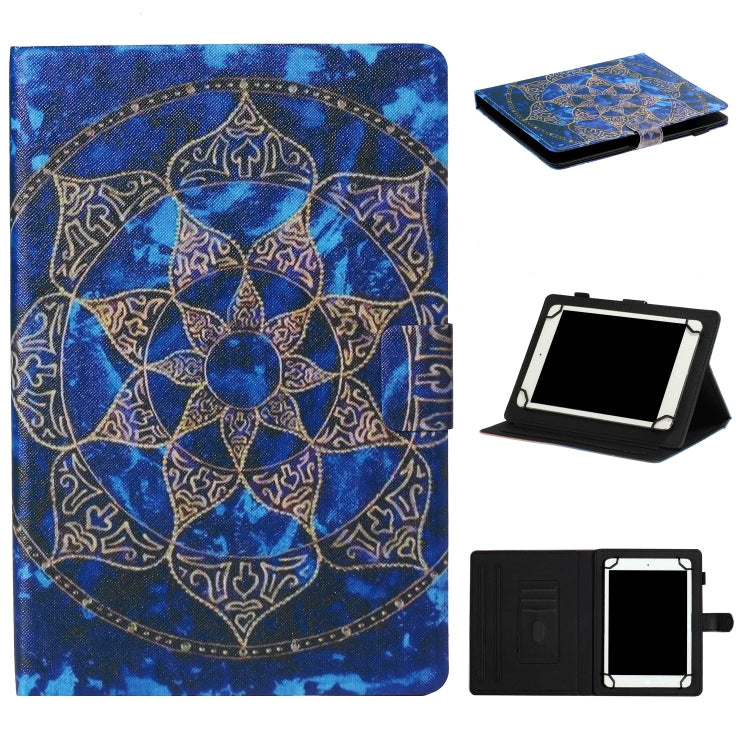 For 8 inch Tablet PC Universal Coloured Drawing Pattern Horizontal Flip Leather Case with Holder & Card Slot(Blue Mandala) by bashfashion