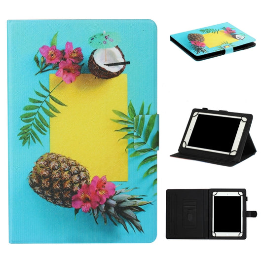 For 10 inch Tablet PC Universal Coloured Drawing Pattern Horizontal Flip Leather Case with Holder & Card Slot(Pineapple) by bashfashion