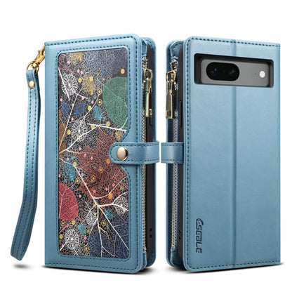 For Google Pixel 7 5G ESEBLE Star Series Lanyard Zipper Wallet RFID Leather Case(Blue) by ESEBLE