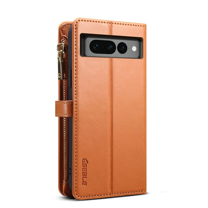 For Google Pixel 7 Pro 5G ESEBLE Star Series Lanyard Zipper Wallet RFID Leather Case(Brown) by ESEBLE