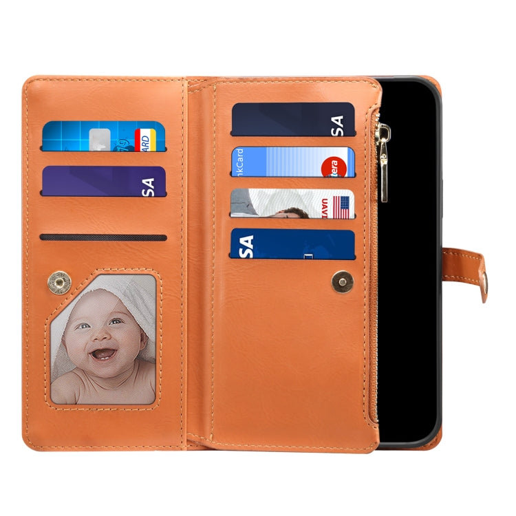 For Google Pixel 7 Pro 5G ESEBLE Star Series Lanyard Zipper Wallet RFID Leather Case(Brown) by ESEBLE