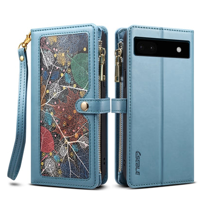 For Google Pixel 6a ESEBLE Star Series Lanyard Zipper Wallet RFID Leather Case(Blue) by ESEBLE