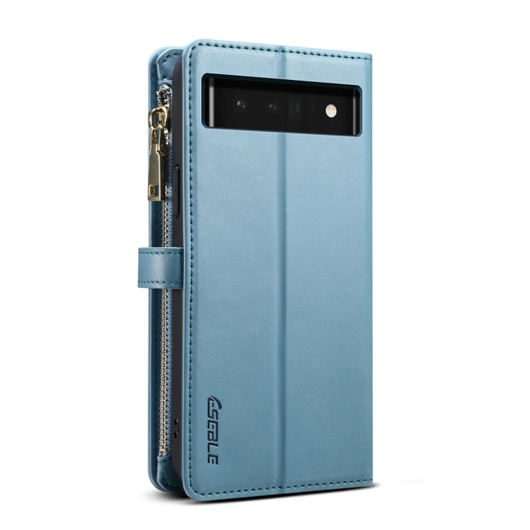 For Google Pixel 6 Pro ESEBLE Star Series Lanyard Zipper Wallet RFID Leather Case(Blue) by ESEBLE