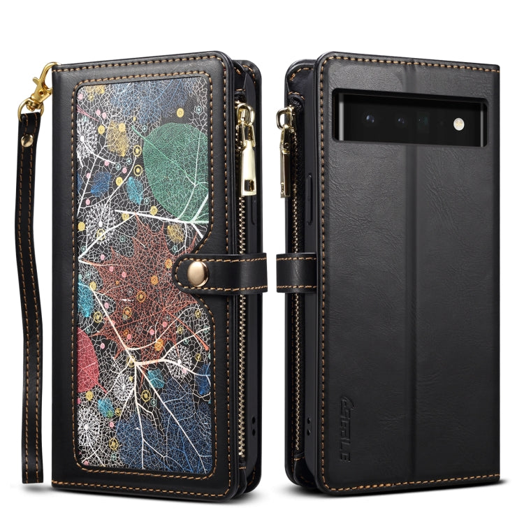 For Google Pixel 6 ESEBLE Star Series Lanyard Zipper Wallet RFID Leather Case(Black) by ESEBLE