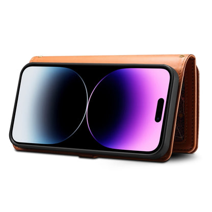 For iPhone 14 Pro ESEBLE Star Series Lanyard Zipper Wallet RFID Leather Case(Brown) by ESEBLE