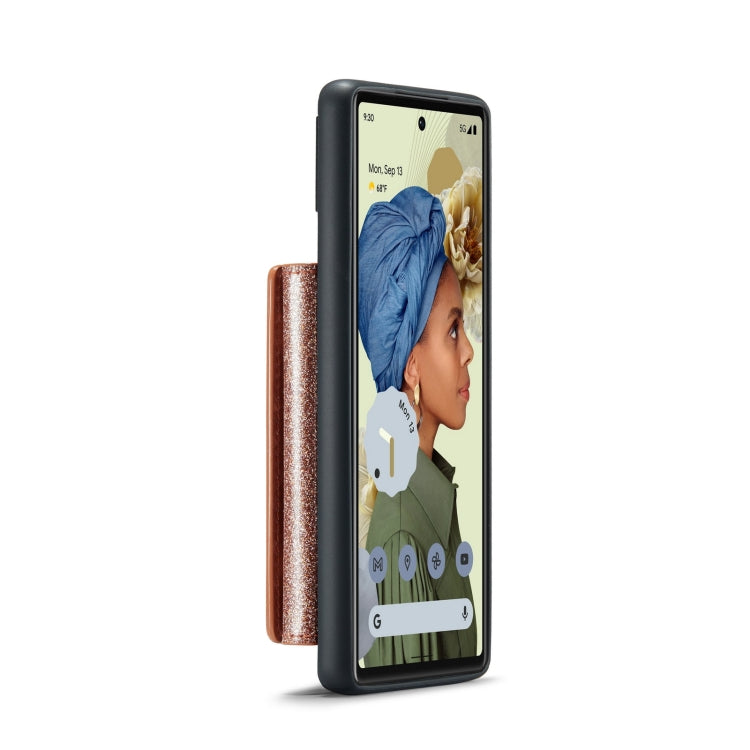 For Google Pixel 6 DG.MING M3 Series Glitter Powder Card Bag Leather Case(Rose Gold) by DG.MING