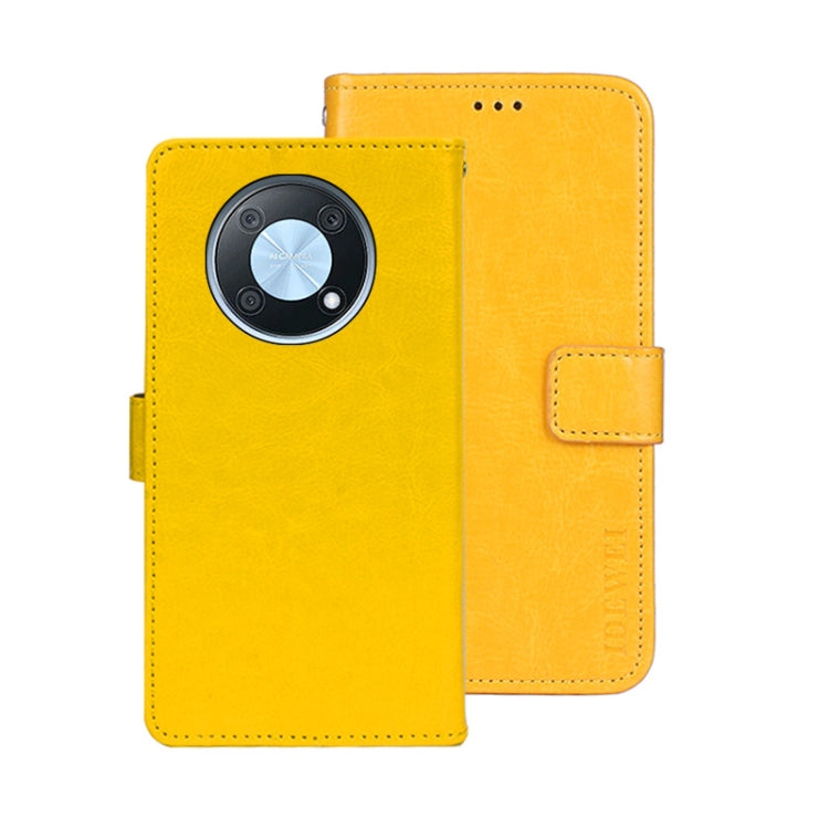 For Huawei nova Y90 idewei Crazy Horse Texture Leather Phone Case(Yellow) by idewei
