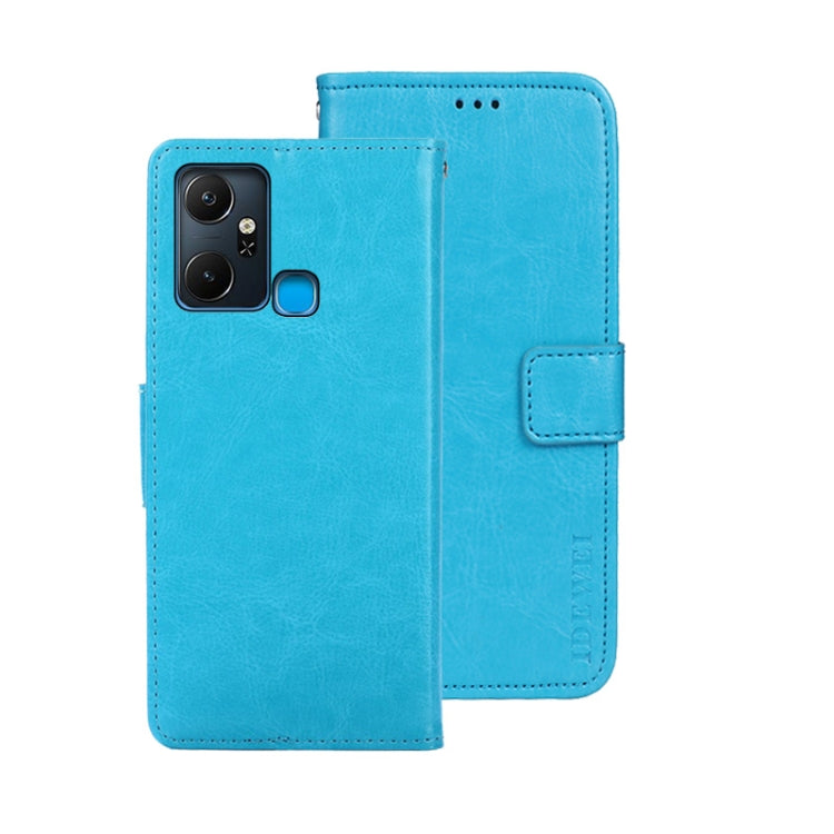 For Infinix Smart 6 Plus idewei Crazy Horse Texture Leather Phone Case(Sky Blue) by idewei