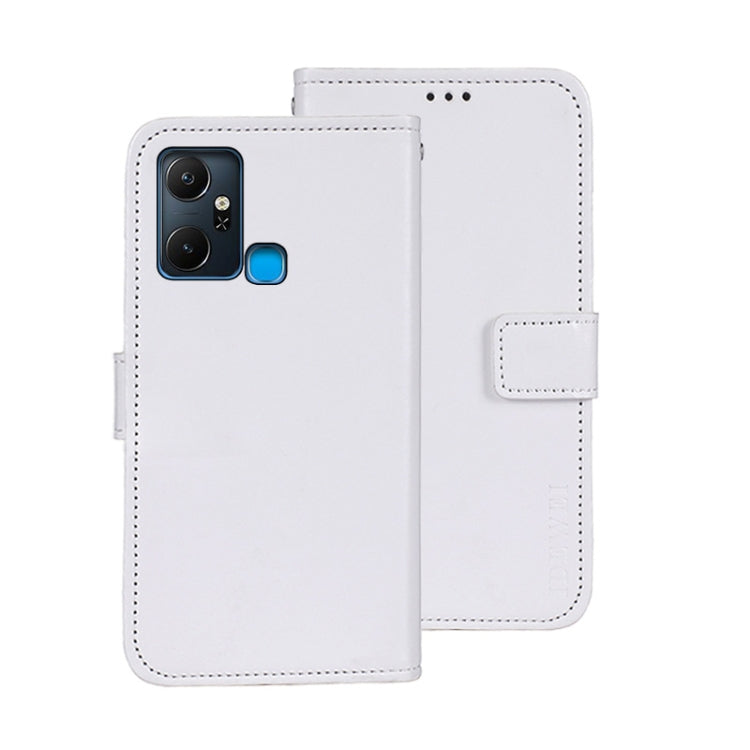 For Infinix Smart 6 Plus idewei Crazy Horse Texture Leather Phone Case(White) by idewei
