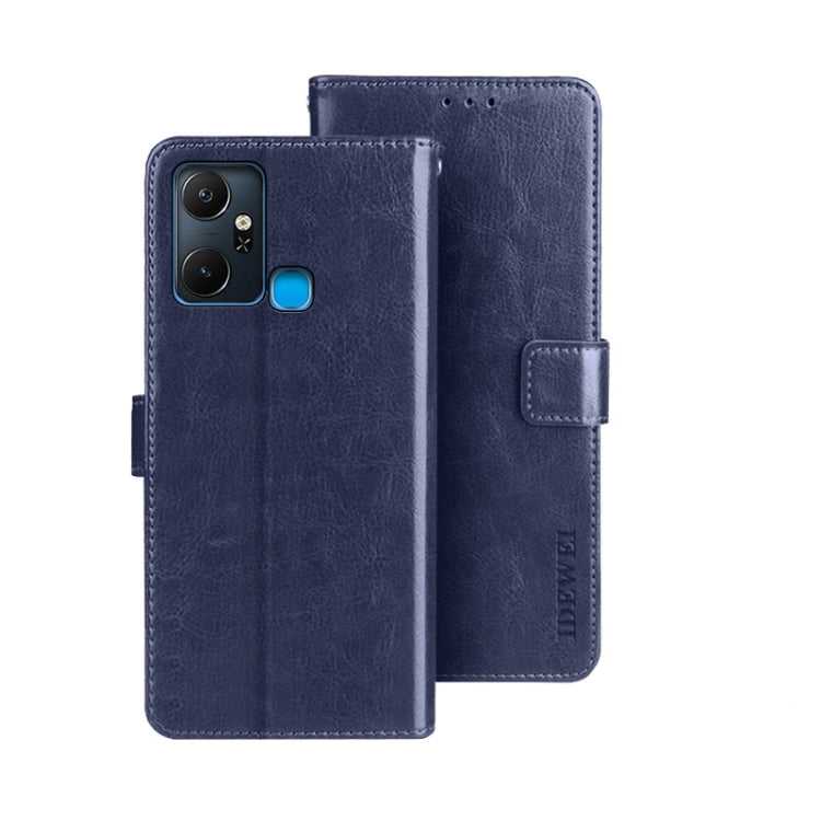 For Infinix Smart 6 Plus idewei Crazy Horse Texture Leather Phone Case(Dark Blue) by idewei