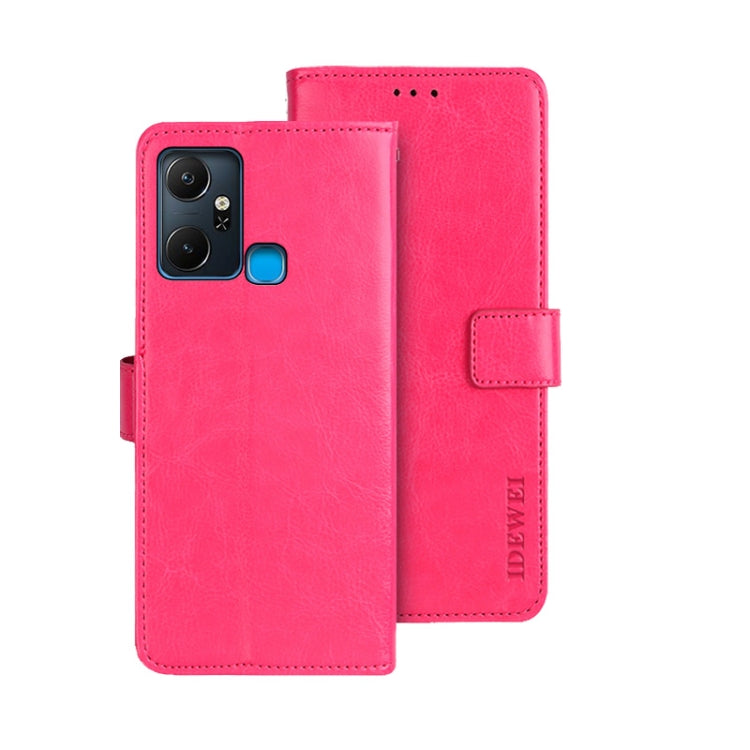 For Infinix Smart 6 Plus idewei Crazy Horse Texture Leather Phone Case(Rose Red) by idewei