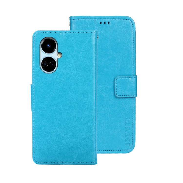 For Tecno Camon 19 idewei Crazy Horse Texture Leather Phone Case(Sky Blue) by idewei