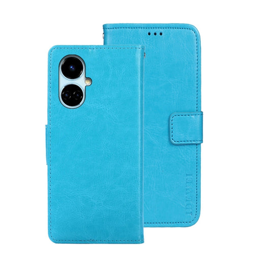 For Tecno Camon 19 idewei Crazy Horse Texture Leather Phone Case(Sky Blue) by idewei