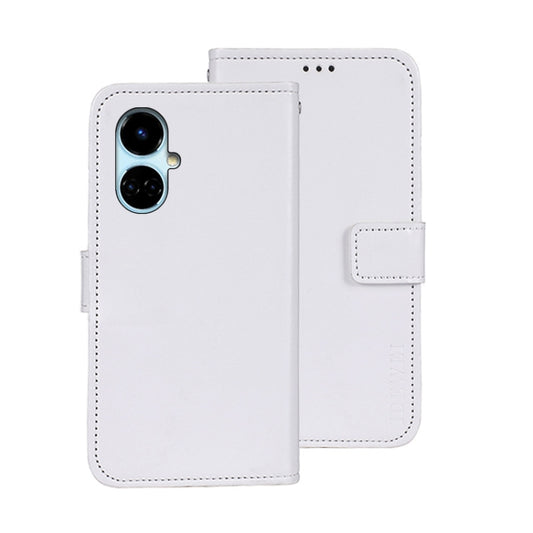 For Tecno Camon 19 idewei Crazy Horse Texture Leather Phone Case(White) by idewei
