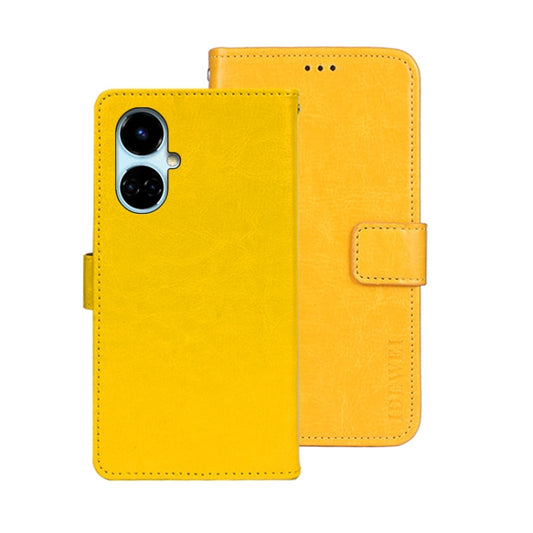For Tecno Camon 19 idewei Crazy Horse Texture Leather Phone Case(Yellow) by idewei