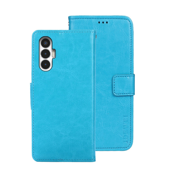For Tecno Pova 3 idewei Crazy Horse Texture Leather Phone Case(Sky Blue) by idewei