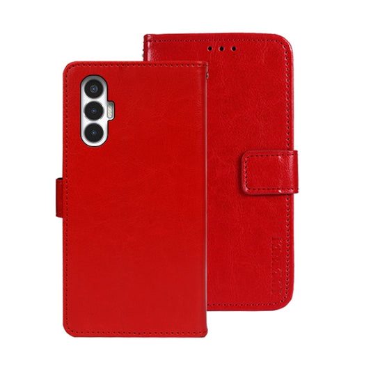 For Tecno Pova 3 idewei Crazy Horse Texture Leather Phone Case(Red) by idewei