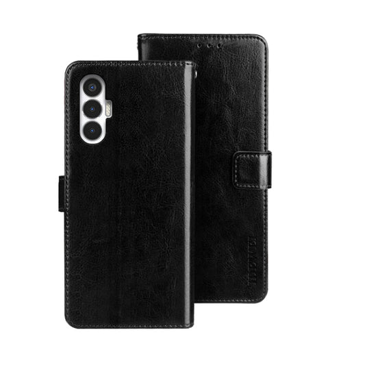 For Tecno Pova 3 idewei Crazy Horse Texture Leather Phone Case(Black) by idewei