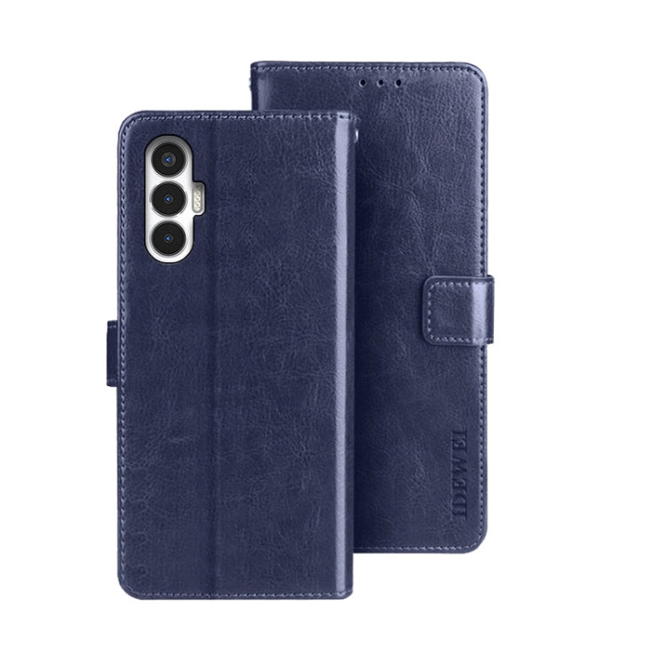 For Tecno Pova 3 idewei Crazy Horse Texture Leather Phone Case(Dark Blue) by idewei
