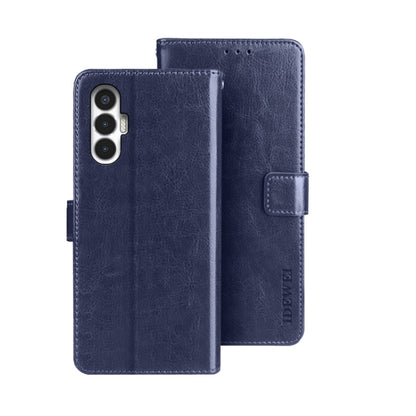For Tecno Pova 3 idewei Crazy Horse Texture Leather Phone Case(Dark Blue) by idewei