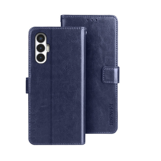 For Tecno Pova 3 idewei Crazy Horse Texture Leather Phone Case(Dark Blue) by idewei