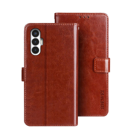 For Tecno Pova 3 idewei Crazy Horse Texture Leather Phone Case(Brown) by idewei