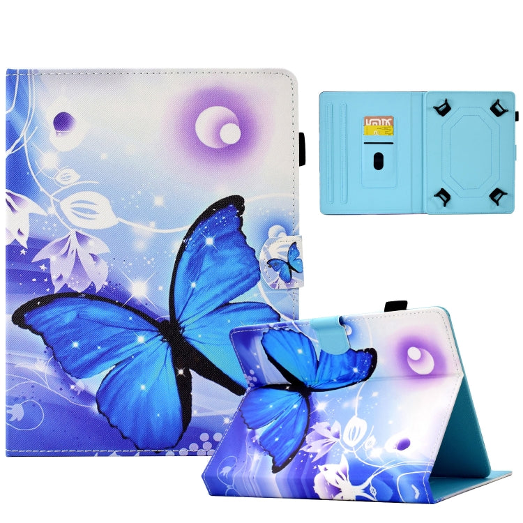 For 7 inch Tablet Electric Pressed TPU Leather Tablet Case(Blue Butterfly) by bashfashion