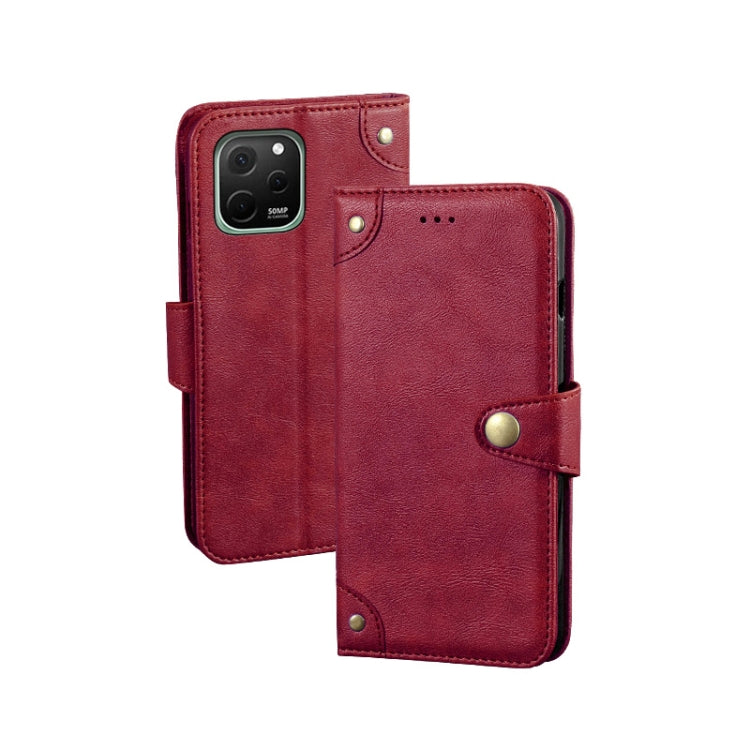 For Huawei nova Y61 4G idewei Retro Texture Leather Phone Case(Red) by idewei